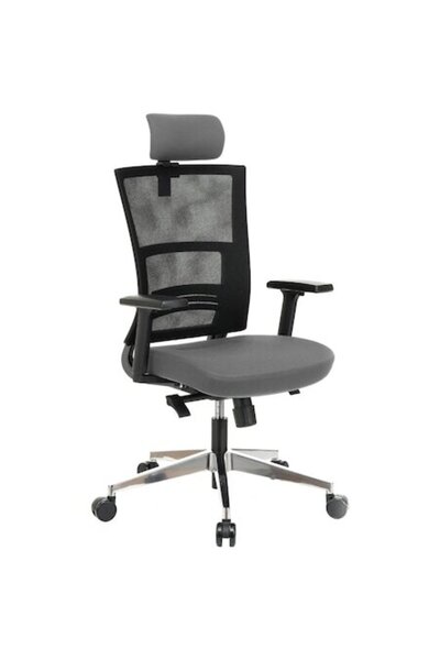 QMOBILI Scaun ergonomic NEXT Hi - gri, șezut din material textil, spătar din plasă