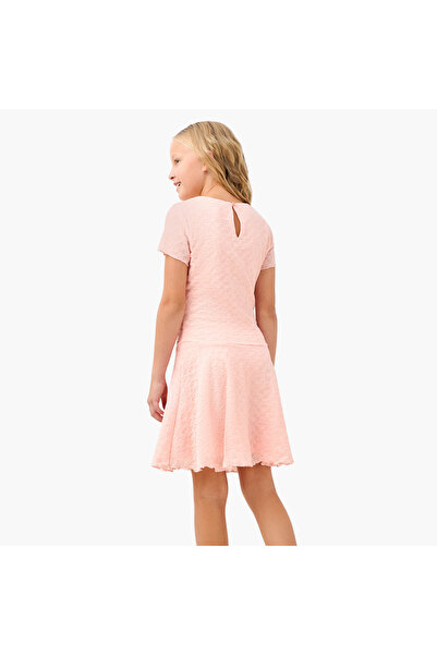 Juniors Textured Dress with Short Sleeves