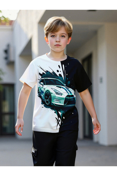 Take Two By Styli Teens Car Graphic T-Shirt and Joggers Set