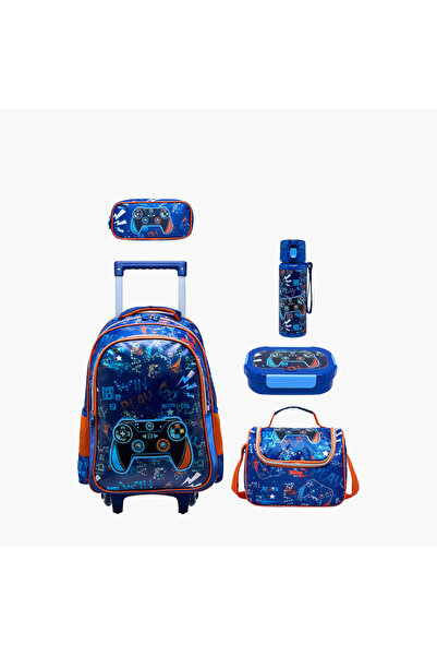 Juniors مجموعة حقيبة مدرسية بعجلات من 3 قطع للأولاد من عمر 5 إلى 8 سنوات مع ح...