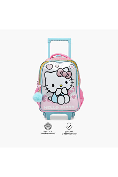 Hello Kitty Print Trolley Backpack with Retractable Handle - 16 inches