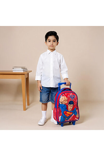 Warner Bros Superman Print 5-Piece Trolley Backpack Set -16 inches