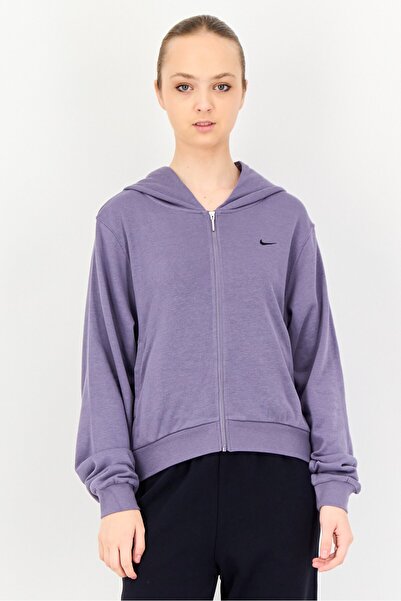 Nike هودي نسائي فضفاض بأكمام طويلة للأنشطة الخارجية، أرجواني