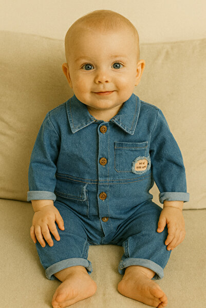 Lino Baby Funny Denim Bebek Tulum