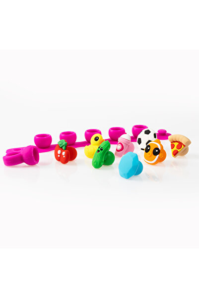 Fat Brain Toys Bracelet and ring set with pop-it Plip Charms, turquoise