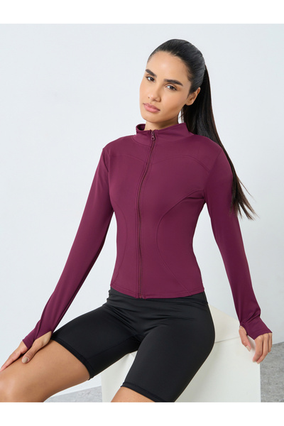 Styli Curved Seam Thumbhole Detail Zip Up Jacket