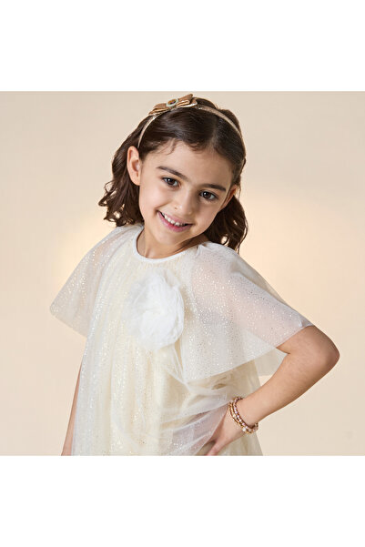 Juniors Embellished A-Line Dress with Floral Applique