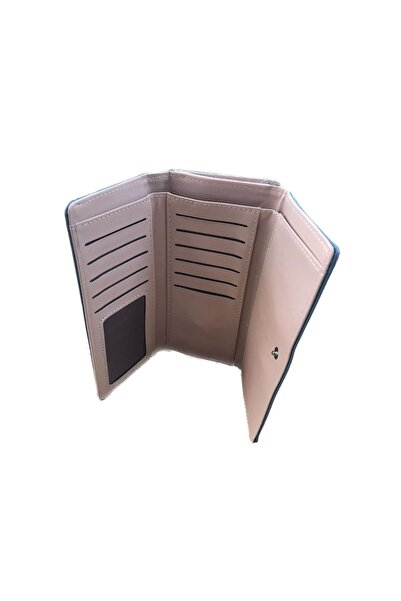 Cadouridiversity Portofel de damă, piele ecologică, fundă, albastru, 19 cm x 9 cm, R35-08A