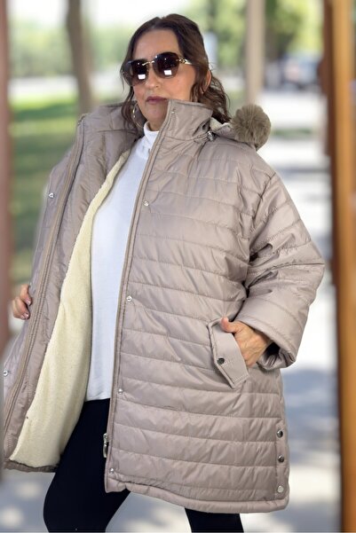 yagmurberen Extra Large Size Inflatable Coat with Hood with Complete Fur Inside