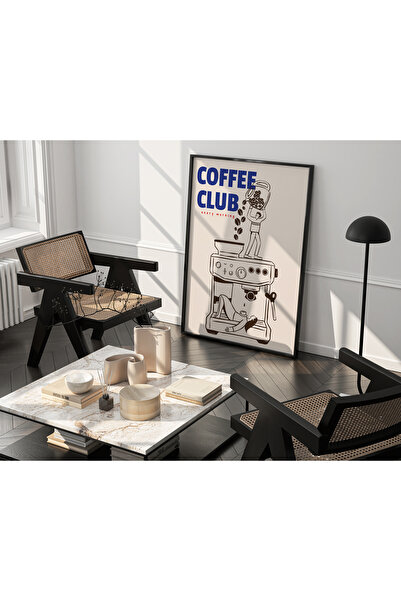 Sweetco Çerçevesiz Poster Coffee Club No2 | Kahve Temalı Mutfak ve Espresso Duvar Dekoru