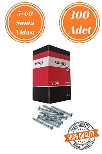 Mobilyap Aksesuar Akdeniz 5x60 Sunta Vidası Sivri Uçlu Ahşap Tahta Ağaç Mobil...