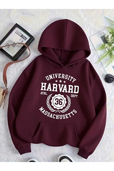 Touz Moda Harvard Streetwear Printed Unisex Oversized Hooded Sweatshirt Hoodie