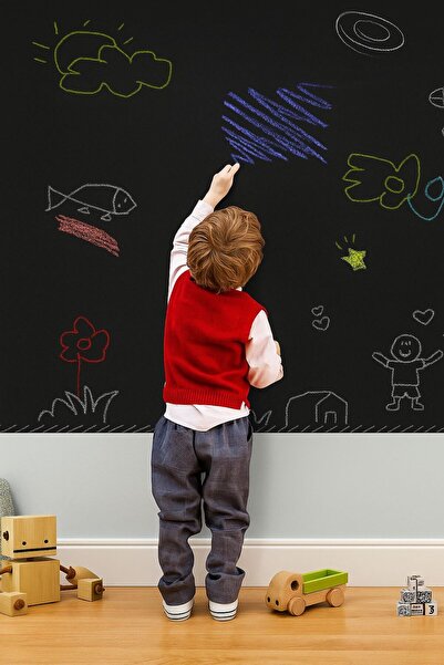Genel Markalar YAPIŞKANLI YAZI TAHTASI 45X200CM SİLİNEBİLİR RENKLİ TEBEŞİR HE...