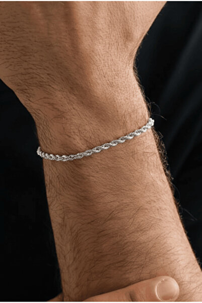 Ricco Jewellery 925 Ayar Gümüş Old Money İtalyan Orta Halat Bileklik