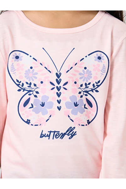 Styli Butterfly Print Long Sleeve T-Shirt and Pyjama Set