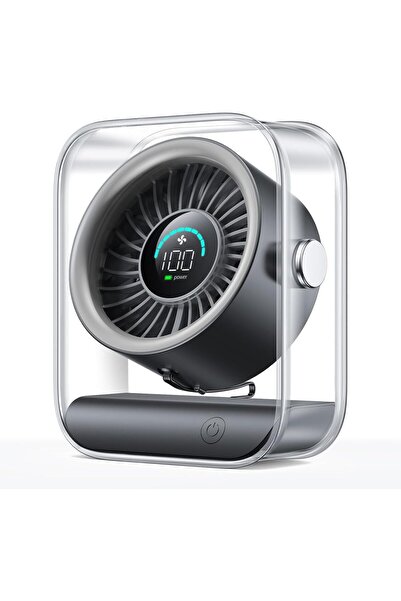 HQ-GAMING USB Desktop Fan - Rechargeable Quiet Mini Fan with Turbo Airflow, 100-Speed, LED Display, 90° Tilt