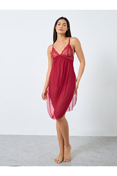 Take Two By Styli Lace Cup Mesh Slip Dress