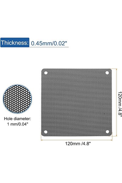 Yelajoy Polycarbonate Dust Filter - High-Density PVC Mesh, 120×120mm, Case Fan/Speaker Cooling, Bla