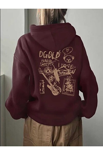 Touz Moda Rock Dgold Printed Unisex Oversized Hooded Sweatshirt Hoodie