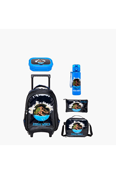 Universal Studios مجموعة حقيبة ظهر بعجلات بطبعة عالم جوراسيك، مكونة من 5 قطع ...