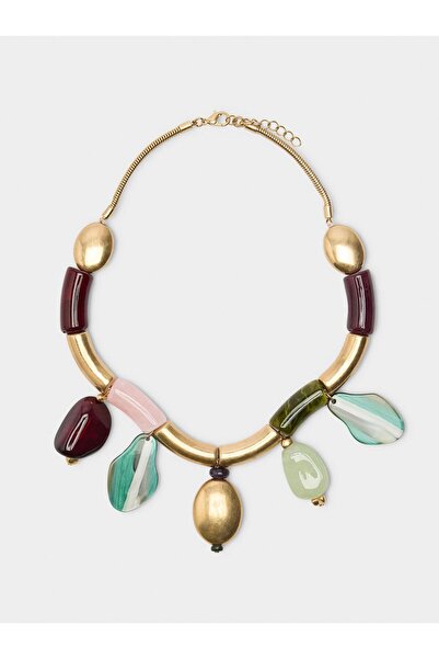 PARFOIS Taş Efektli Charmlı Kısa Kolye