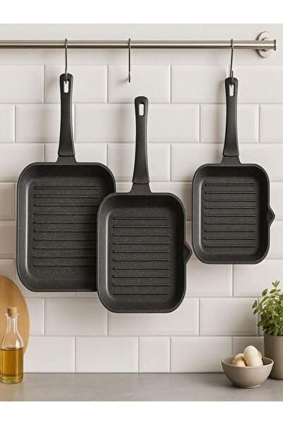 Cem Hitit Black Granite Grill 3-Piece Tava Set 20/24/28 cm