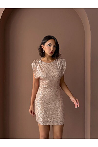 Lady Pixie Sparkly Sequin Embroidered Backless Mini Evening Dress