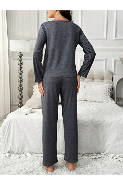 Take Two By Styli Heart Print Long Sleeve T-Shirt and Pyjama Set