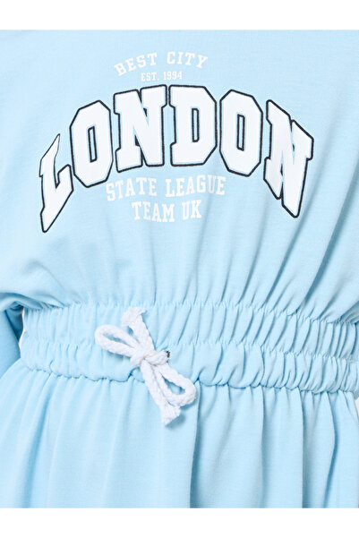 Styli Girls Light Blue Printed Sweatshirt Dress