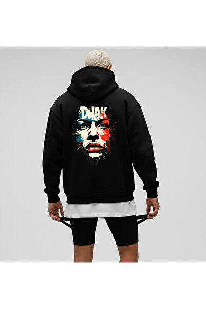 Bheka Concept سويت شيرت للجنسين قصة فضفاضة مطبوع بغطاء رأس – نمط فن الشارع DWAK