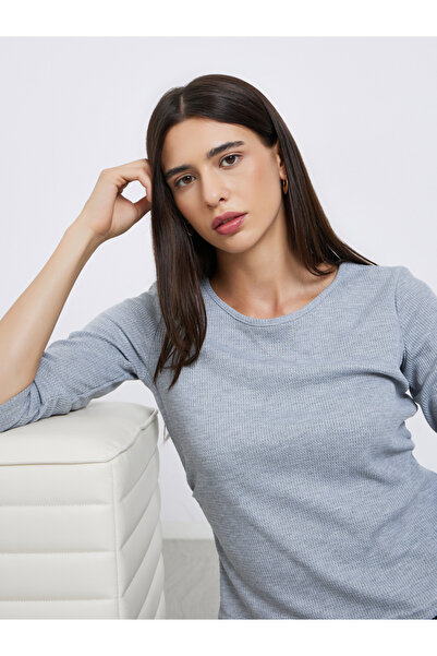 Styli Grey Waffle Knit Top