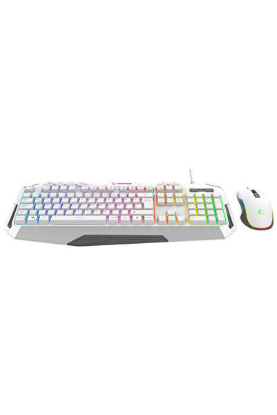 Rampage KM-34 GLARE Beyaz Usb RGB Aydınlatmalı Q 12800 DPI Mouse Gaming Oyuncu Klavye Set