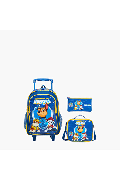 NİCKELODEON طقم حقيبة ظهر بعجلات بطبعة دورية المخلب، مكون من 3 قطع - 16 بوصة