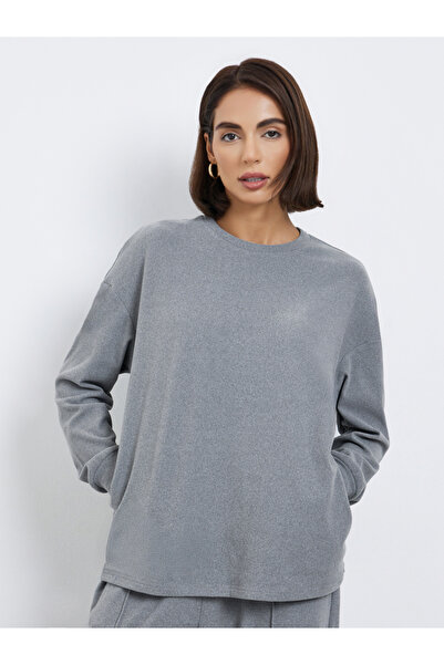 Styli Grey Oversized Longline Sweatshirt