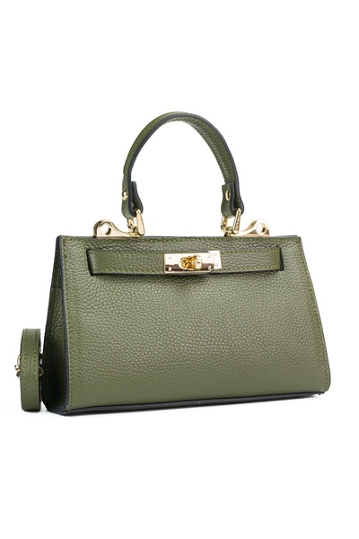 Posete Fagaras Helge Leather Purse - Khaki, 1 Compartment, 1 Pocket, Adjustab...