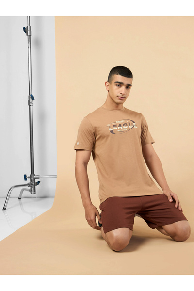 Cult By Styli Men Brown Sports League Graphic Print Short Sleeve T-Shirt
