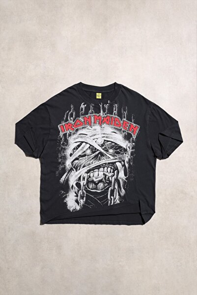 Overdrive Iron Maiden Band Black supradimensionat mânecă scurtă tricou – Metal Rock Vintage cu imprimeu Unisex tricou