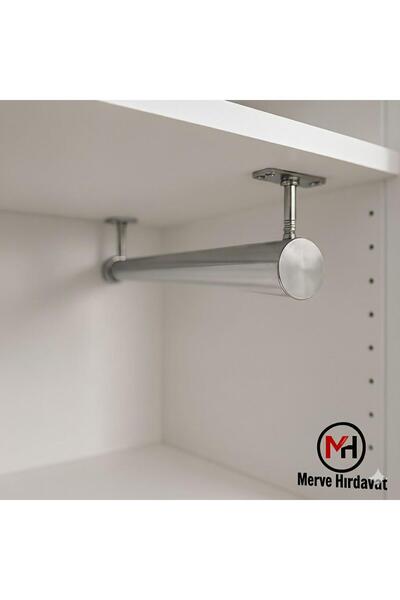 merveuras Dolap İçi(55 CM) Krom Yuvarlak Askı Borusu -Dolap İçi Düzenleyicile...