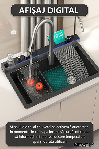 rut&cari Chiuvetă Multifuncțională Smart, Afisaj digital, LED, 80 x 45 cm
