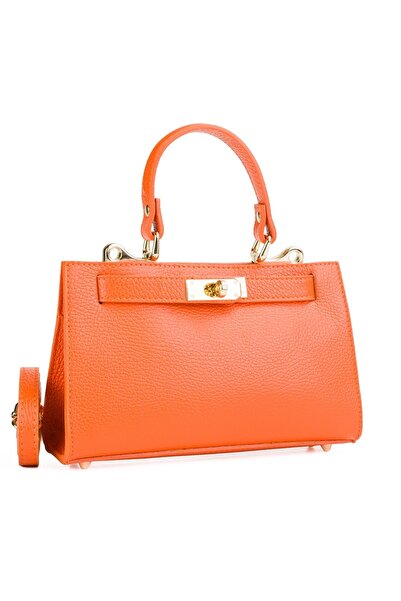 Posete Fagaras Helge Leather Purse - Orange, 1 Compartment, 1 Pocket, Adjustable Leather Strap max. 124 cm