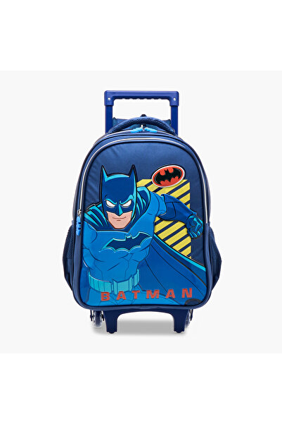 Warner Bros Batman Trolley Bag for Boys 5-8 Years with Padded Shoulder Straps