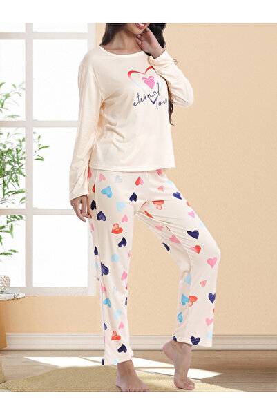 Take Two By Styli Graphic Print Long Sleeve T-Shirt and Pyjama Set