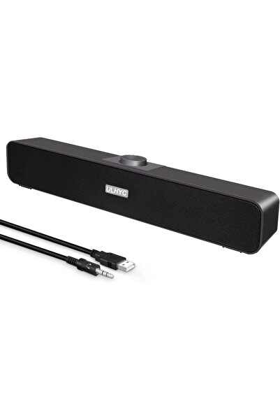 ULHYC USB Wired Desktop Computer Speakers with Bluetooth, Small Stereo Bass Amplifier