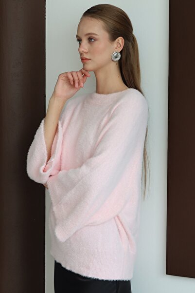 VAGGON Women's Powder Crew Neck Wide Sleeve Soft Sweater Vs01432