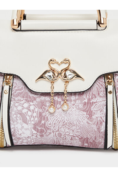 Take Two By Styli Off White Swan Decor Accent Handbag