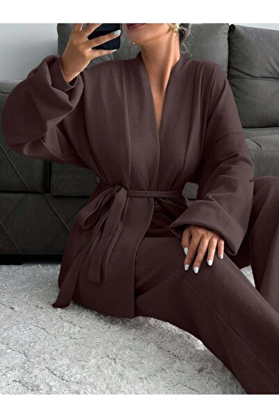 Atelier Masal Women's Waffle Kimono Pajama Set