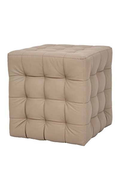 QMOBILI Scaun cub BUMP Taupe, piele ecologică (polietilenă), cub, 40x40x41 cm