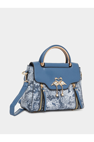 Take Two By Styli Blue Swan Decor Accent Handbag