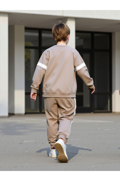 Take Two By Styli Teens Beige Number Print Sweatshirt and Joggers Set