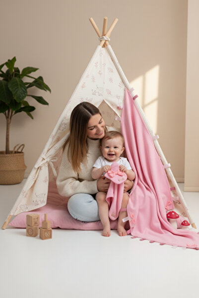 Salvia Dione 3 Pieces Muslin Baby Girl Blanket and 2 Pieces 100% Cotton Scented Wipes Stylish Playtime Drool Bib Set